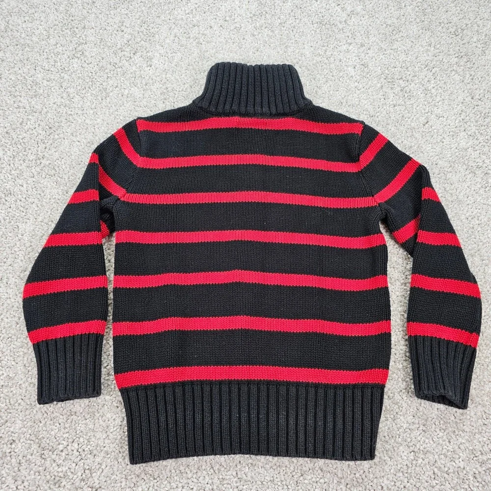 Polo Ralph Lauren Kids Black‎ Red Stripe Quarter Zip Sweater Size 6